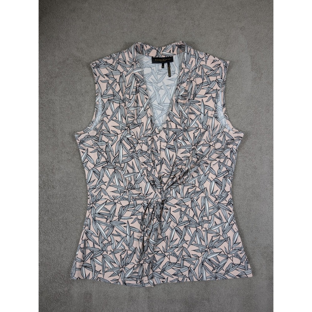 Donna Karan Womens XS Sleeveless Top Knot Detail V-Neck Stretch Blouse